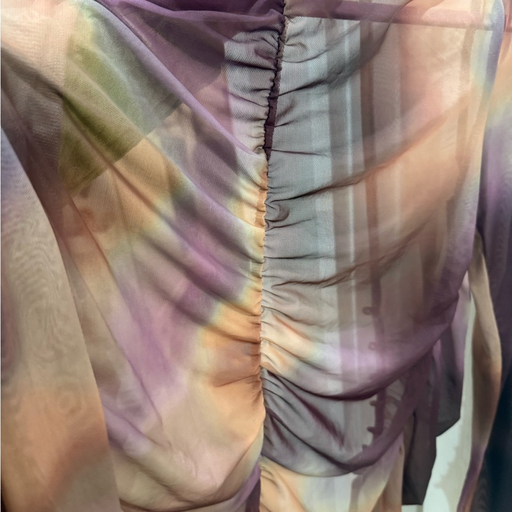 Stradivarius Sheer Ruched Sheer Cardigan - Picture 6 of 11